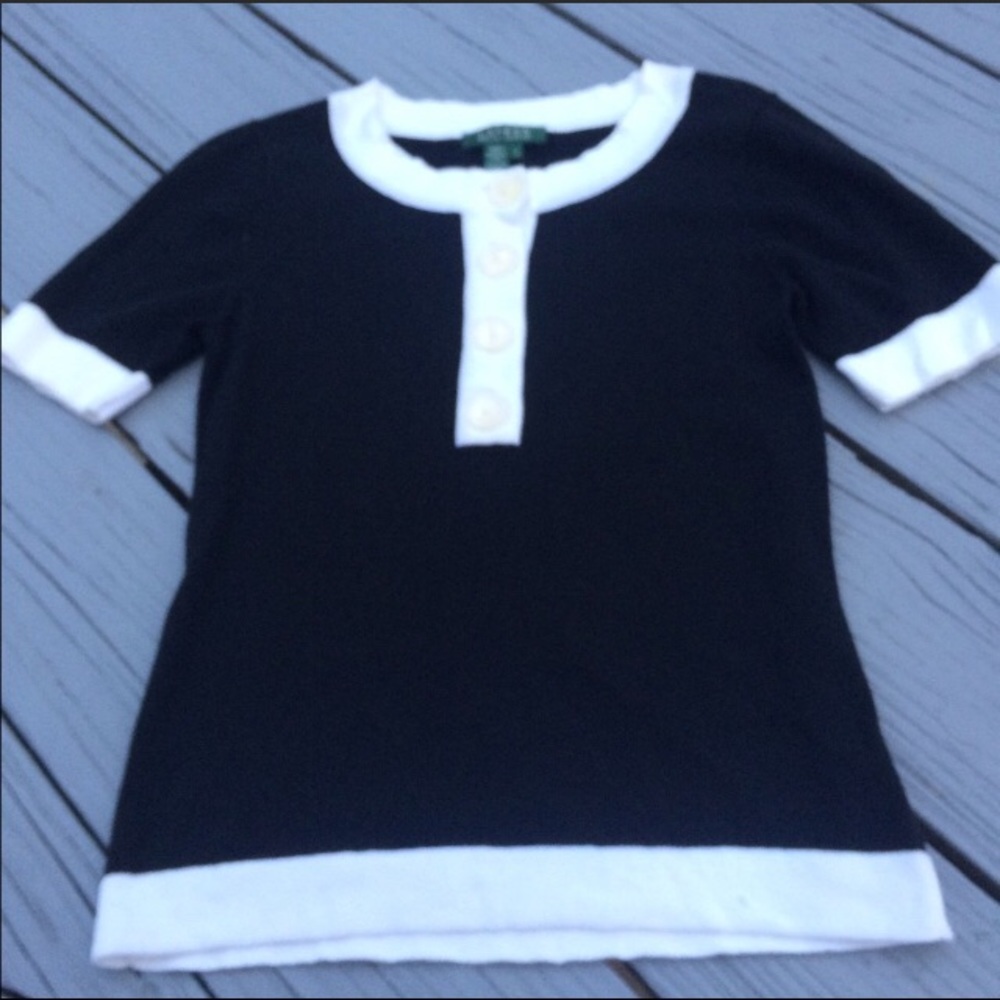 Ralph Lauren Lauren jeans black white Top European Minimalist style size S